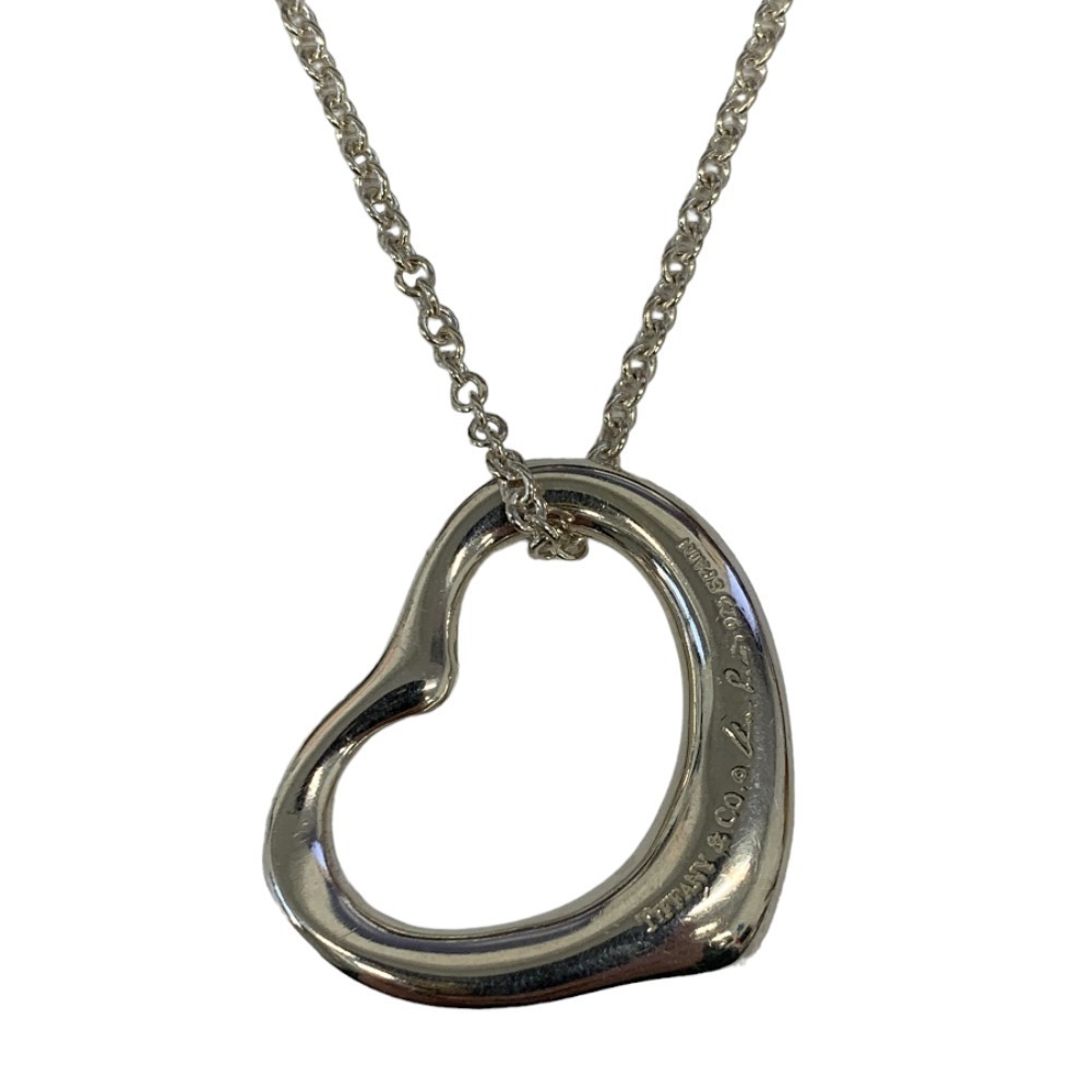 TIFFANY Co Open Heart Sterling Silver Pendant Necklace Choker